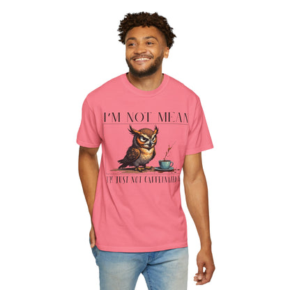 I'm Not Mean Owl T-Shirt — Funny Coffee Owl Tee for Coffee Lovers