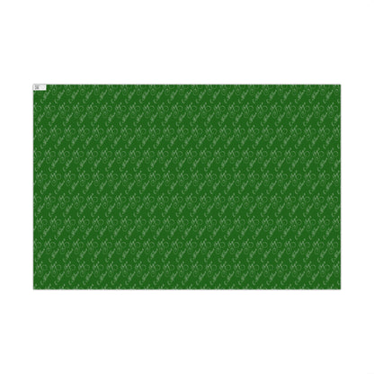Wrapping Paper — Green Holiday Script "Merry Christmas" Pattern