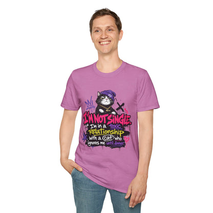 T‑Shirt — “I’m Not Single: I’m in a Toxic Relationship with a Cat” Graphic Tee
