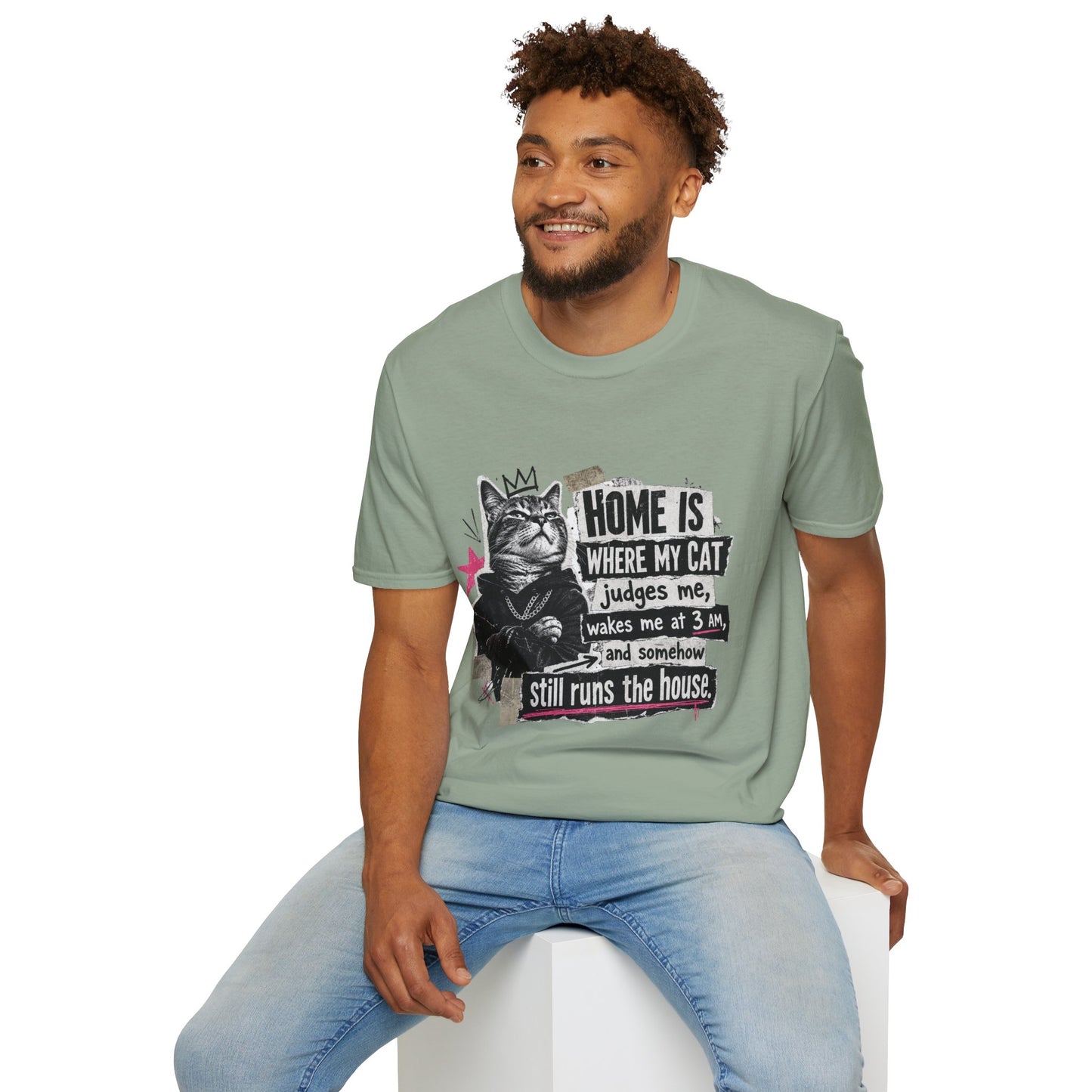 Cat T-Shirt — "Home Is Where My Cat Judges Me" Funny Graphic Tee