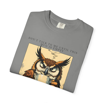 Coffee First Owl T-Shirt — Vintage Coffee Lover Graphic Tee