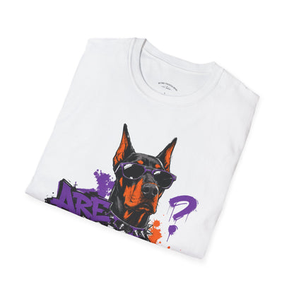 Doberman Graffiti T-Shirt — "You Sure?" Street Art Dog Tee