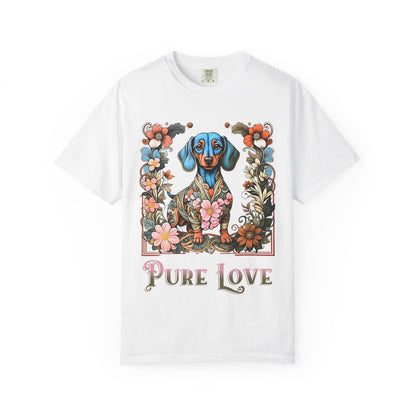 Pure Love Dachshund T-Shirt - Unisex Garment-Dyed Tee