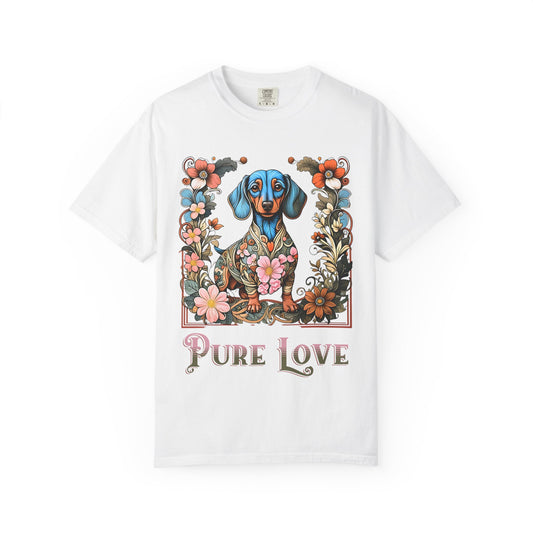 Pure Love Dachshund T-Shirt - Unisex Garment-Dyed Tee