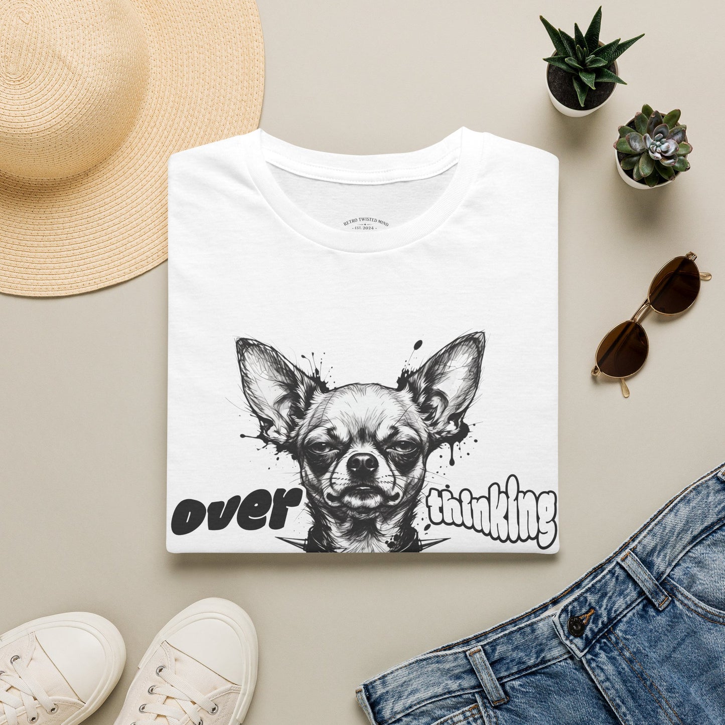 Chihuahua 'Overthinking Solves Nothing' Graphic T-Shirt