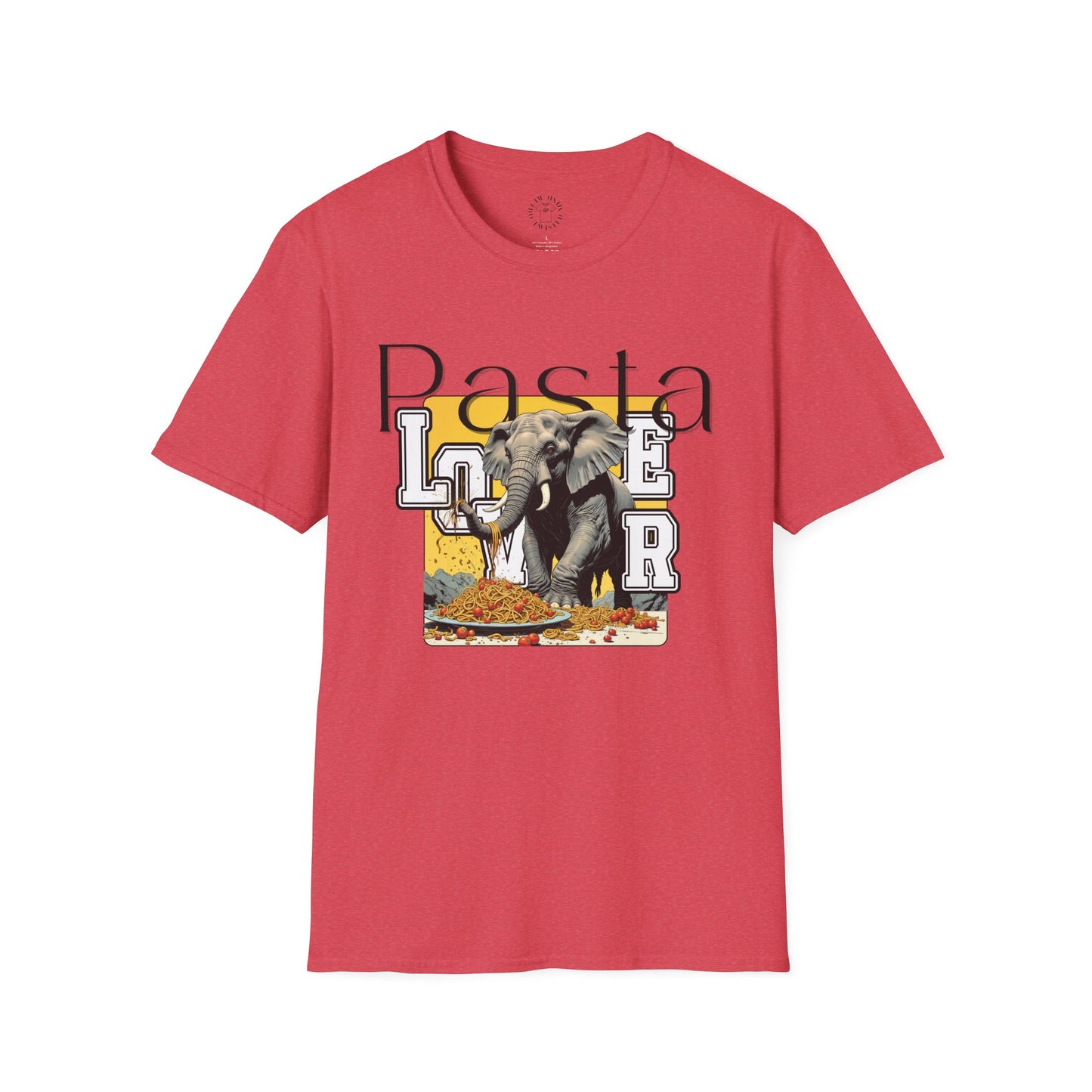 Pasta Lover Unisex Softstyle T-Shirt - Playful Elephant Graphic Tee,elephant,twisted