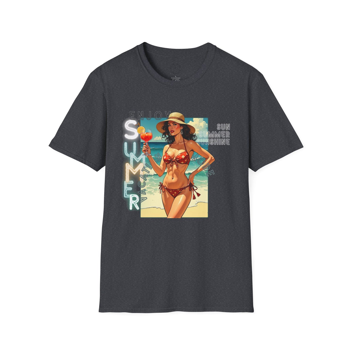 Enjoy Summer Vintage T-Shirt - Unisex Softstyle Tee for Beach Lovers