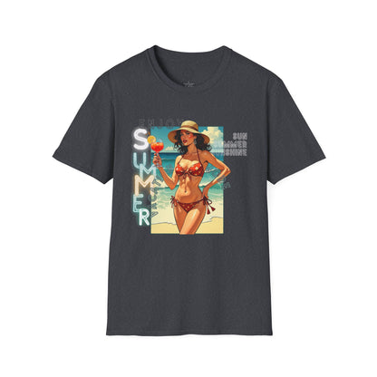 Enjoy Summer Vintage T-Shirt - Unisex Softstyle Tee for Beach Lovers