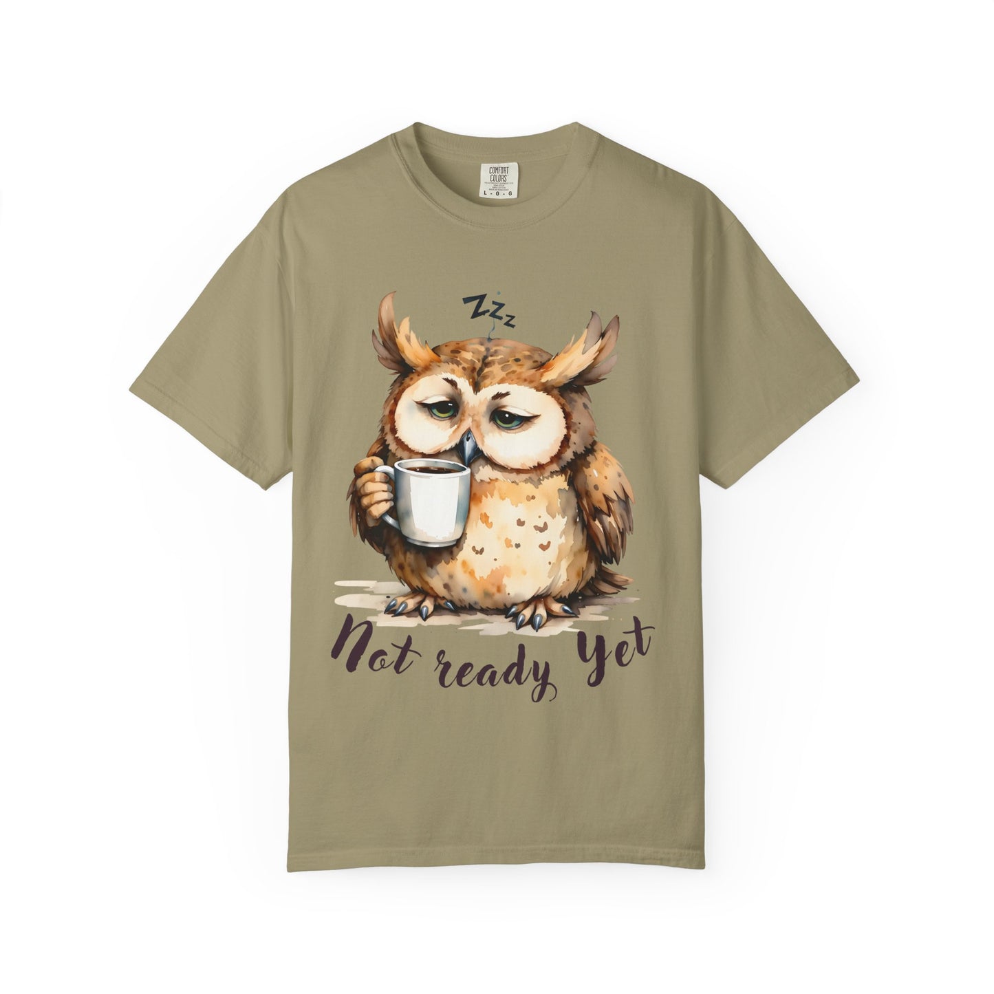 Not Ready Yet Owl T-Shirt — Cute Sleepy Owl Coffee Tee