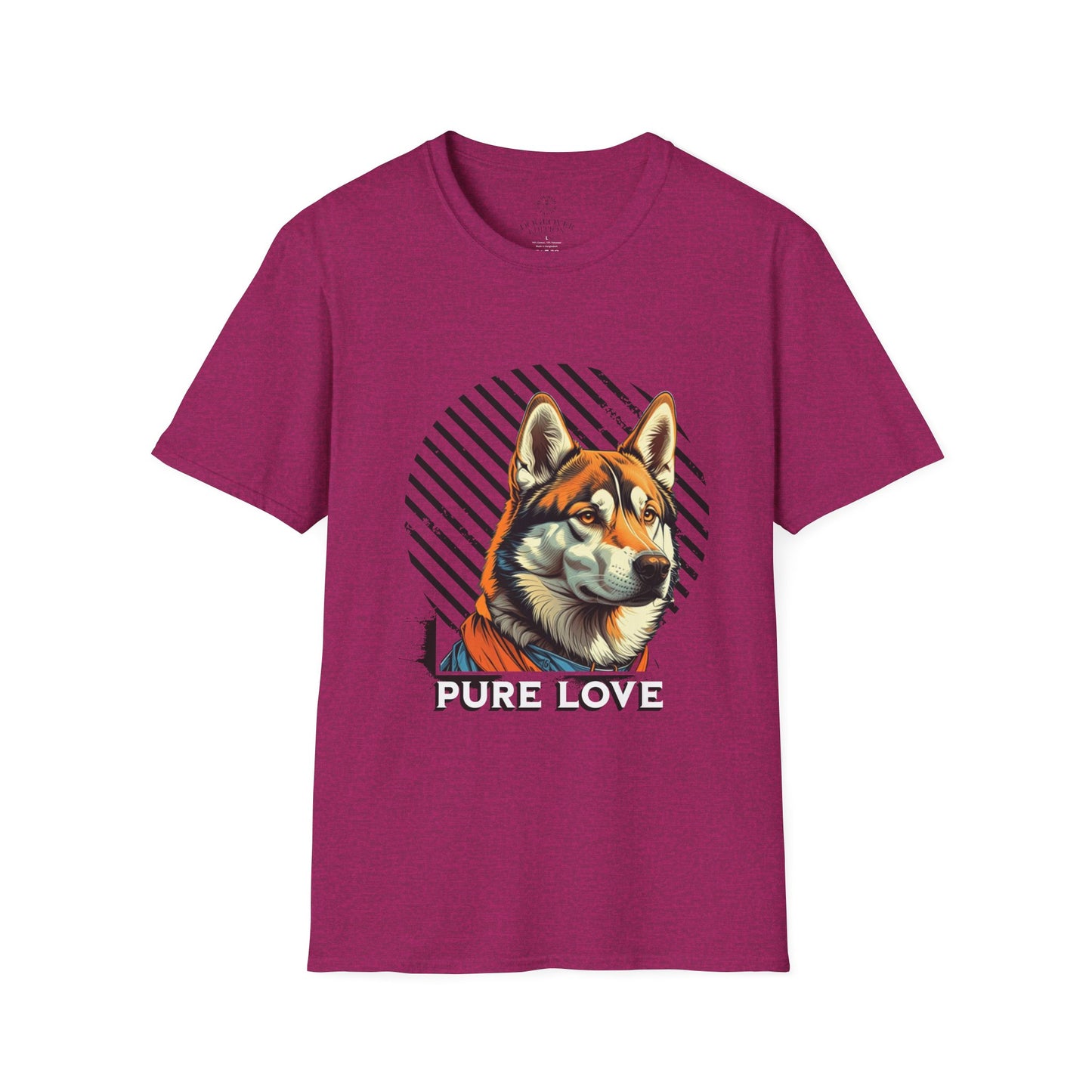 Pure Love Unisex Softstyle T-Shirt - Orange Dog Design