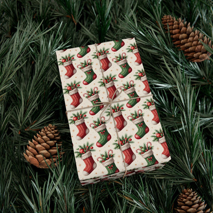 Christmas Stocking Gift Wrap Paper – Festive Holiday Wrapping Sheets