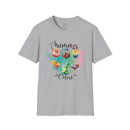 Summer Colors Cocktail T-Shirt, Unisex Tee, Fun Summer Wear, Gift for Cocktails Lovers, Beach Party Shirt, Vacation Top
