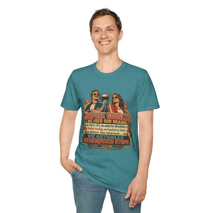 Before Google T-Shirt — Retro Vintage "We Used Our Brains" Graphic Tee
