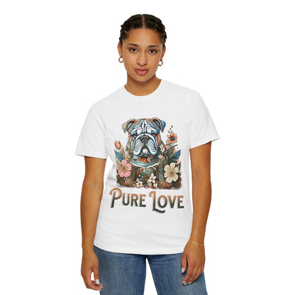 Pure Love Unisex Dog T-Shirt - Floral Graphic Tee for Pet Lovers