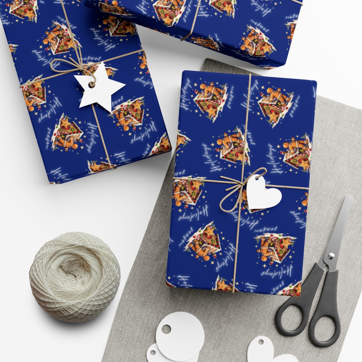 Copy of Gift Wrap — Blue Holiday Nativity Patterned Wrapping Paper