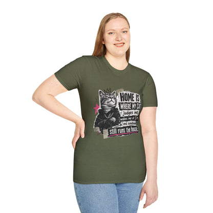 Cat T-Shirt — "Home Is Where My Cat Judges Me" Funny Graphic Tee