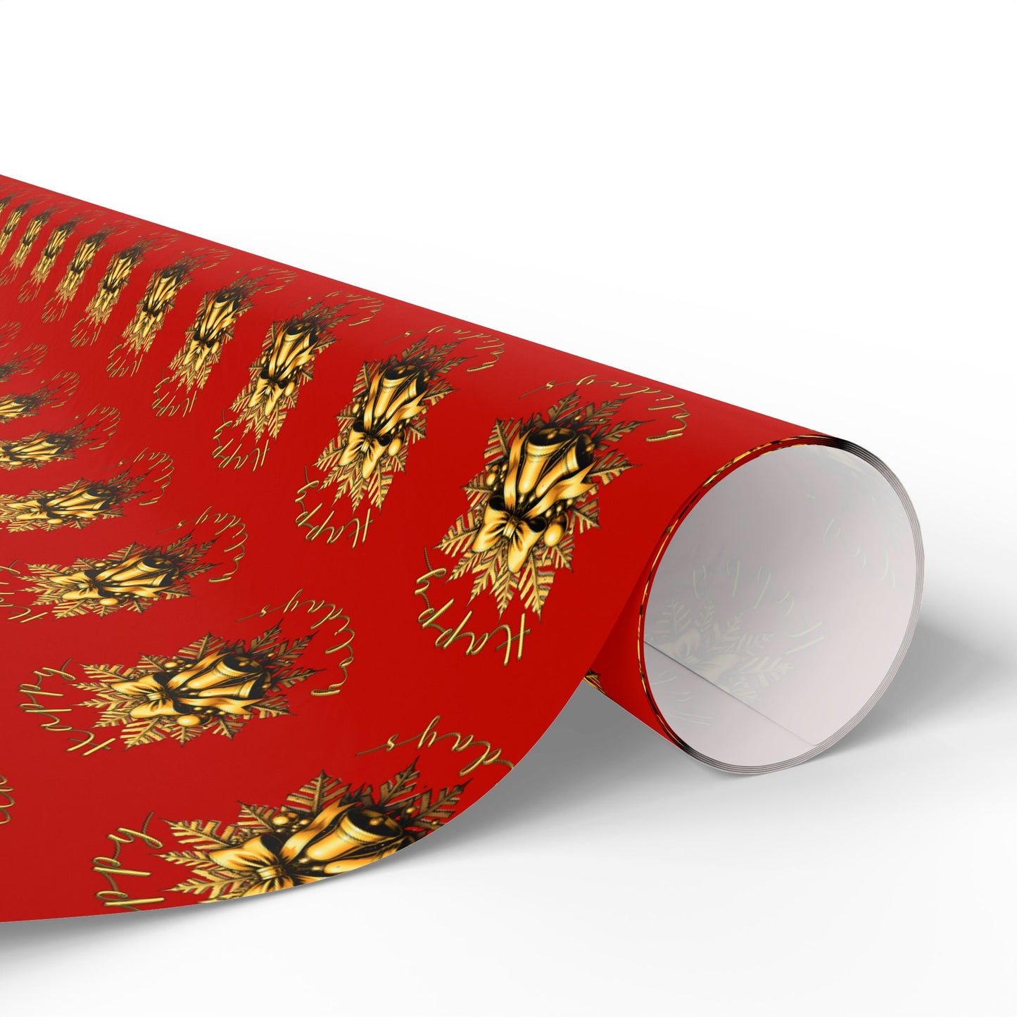 Christmas Wrapping Paper – Red with Gold Pinecone Pattern