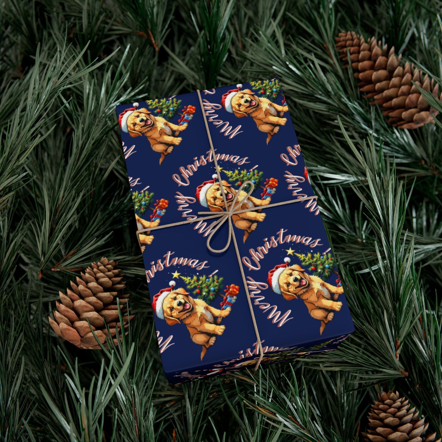 Wrapping Paper — Cute Golden Retriever Christmas Gift Wrap