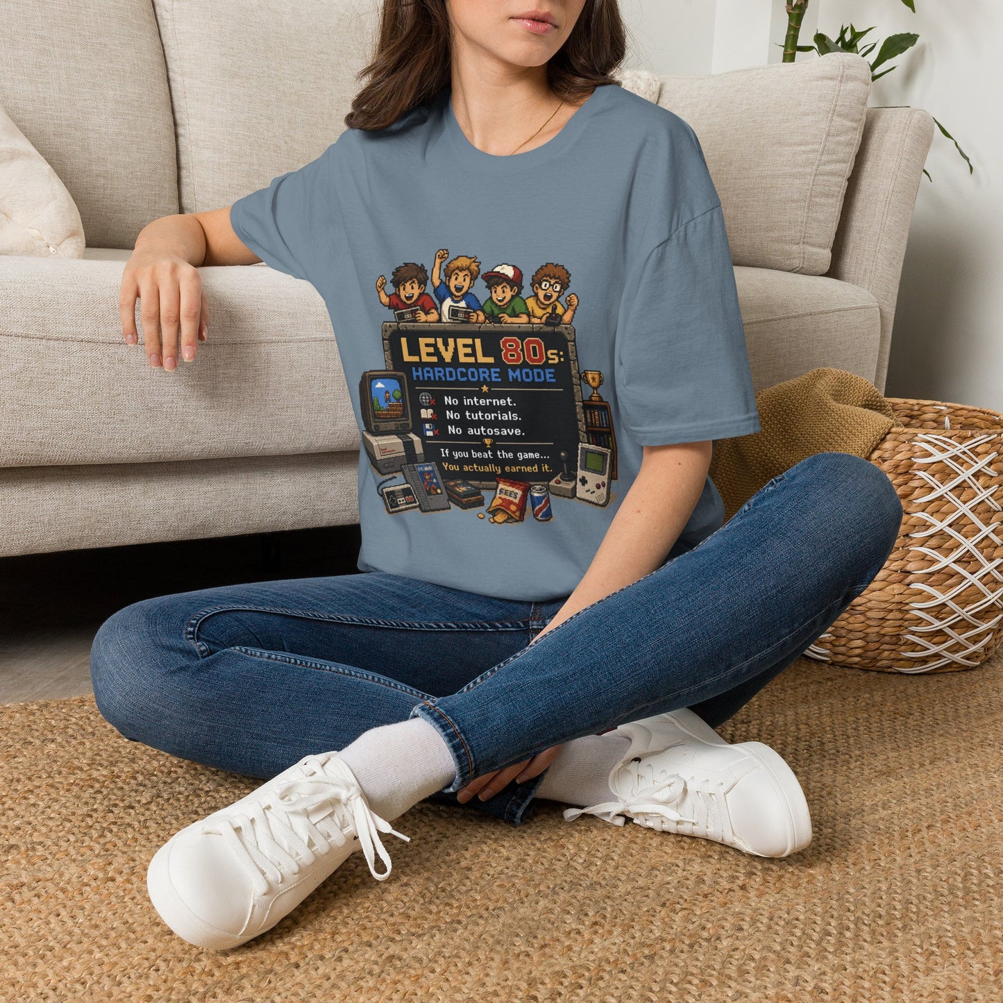 80s Level Up T-Shirt — 'Level 80s: Hardcore Mode' Retro Gaming Tee