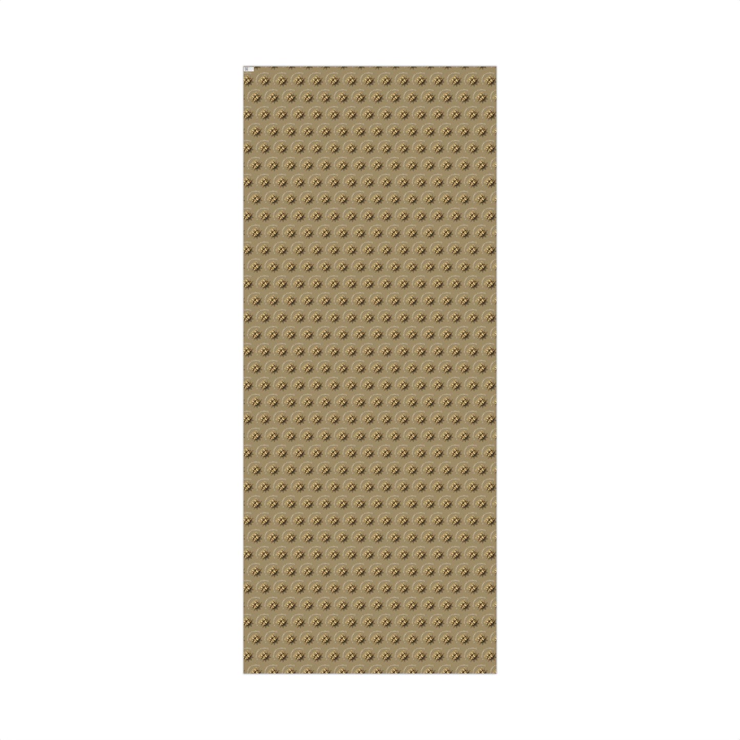 Wrapping Paper - Neutral Kraft Gold Bow Pattern Holiday Gift Wrap