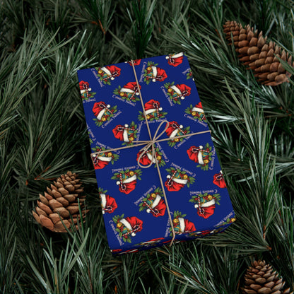Christmas Gift Wrap Paper — Santa Sleigh & Presents Pattern
