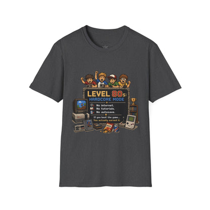 80s Level Up T-Shirt — 'Level 80s: Hardcore Mode' Retro Gaming Tee