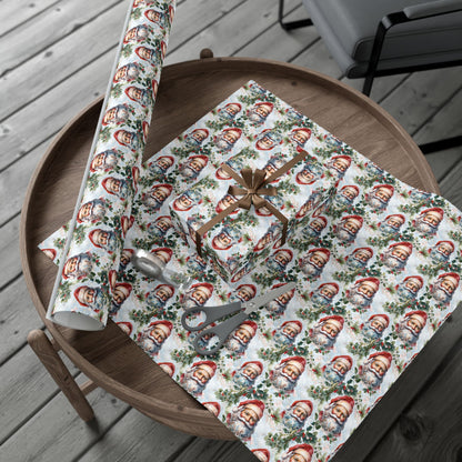Santa Claus Pattern Gift Wrap Paper — Vintage Christmas Wrapping Sheets