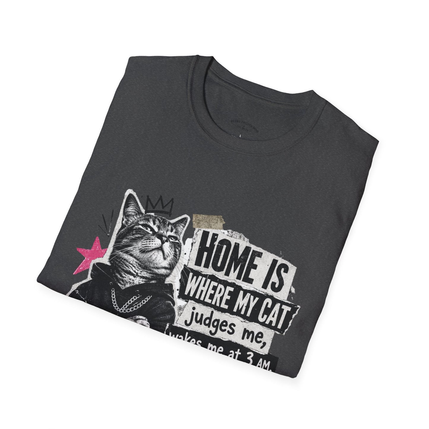 Cat T-Shirt — "Home Is Where My Cat Judges Me" Funny Graphic Tee