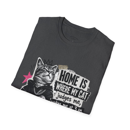 Cat T-Shirt — "Home Is Where My Cat Judges Me" Funny Graphic Tee