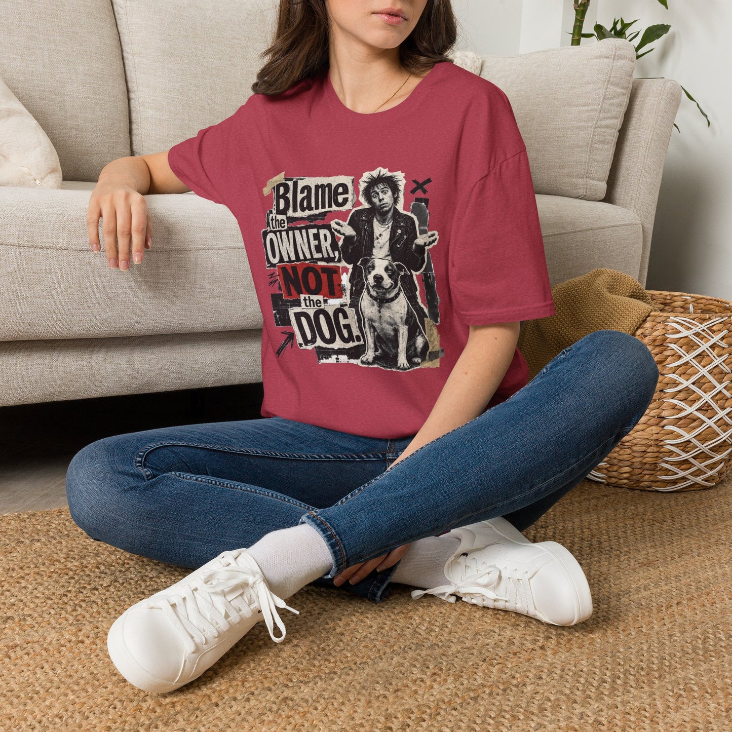 Blame the Owner Not the Dog T-Shirt - Funny Punk Dog Graphic Tee