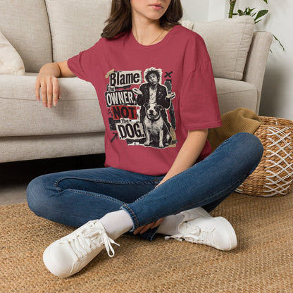 Blame the Owner Not the Dog T-Shirt - Funny Punk Dog Graphic Tee