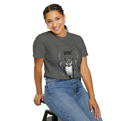 Owl Graphic T-Shirt — 'WOW!' Illustrated Night Owl Tee