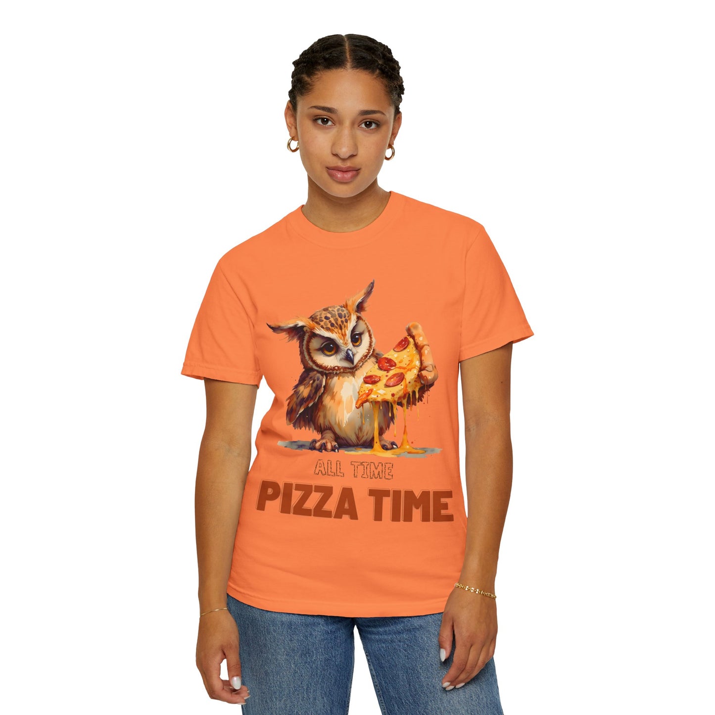 Pizza Time Owl T-Shirt — Cute Owl Eating Pizza Graphic Tee
