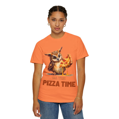 Pizza Time Owl T-Shirt — Cute Owl Eating Pizza Graphic Tee