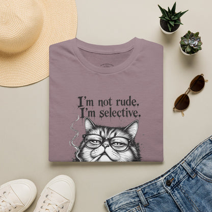 Cat Graphic T‑Shirt — "I'm Not Rude, I'm Selective" Funny Cat Tee