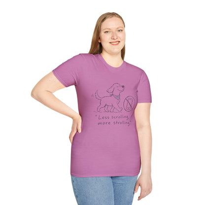 Less Scrolling, More Strolling Dog T-Shirt