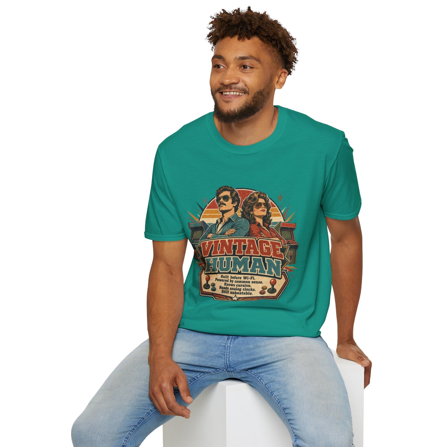 Vintage Human T-Shirt — Retro 70s Duo Graphic Tee