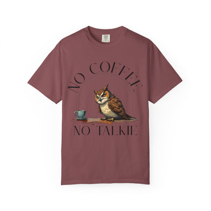 No Coffee No Talkie T-Shirt — Funny Owl Coffee Tee