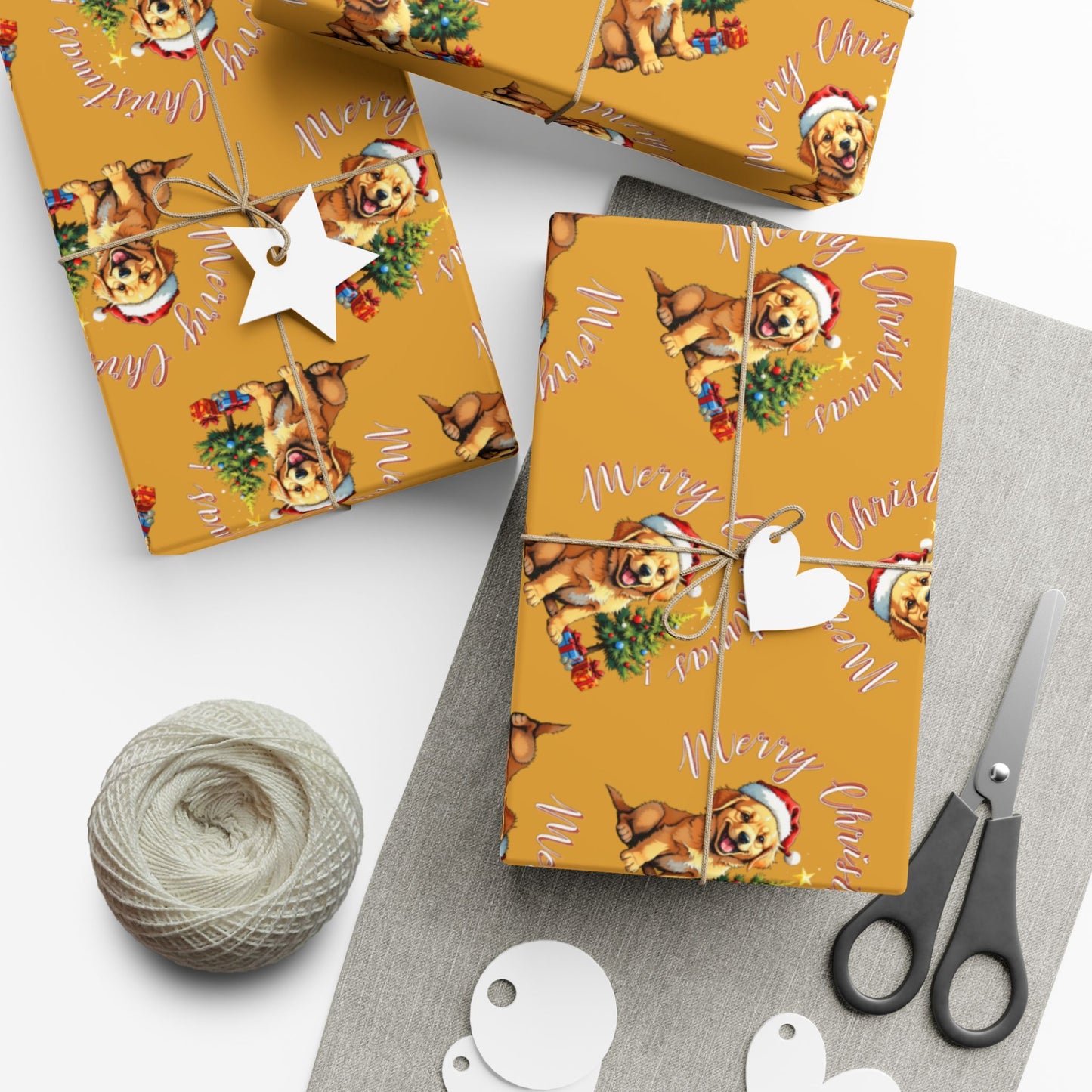 Christmas Puppy Gift Wrap Paper — Cute Holiday Dog Pattern Wrapping Sheets