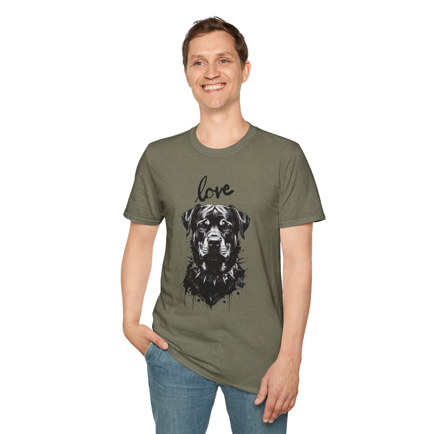 Love Rottweiler T-Shirt — Vintage Black Dog Portrait Tee for Dog Lovers