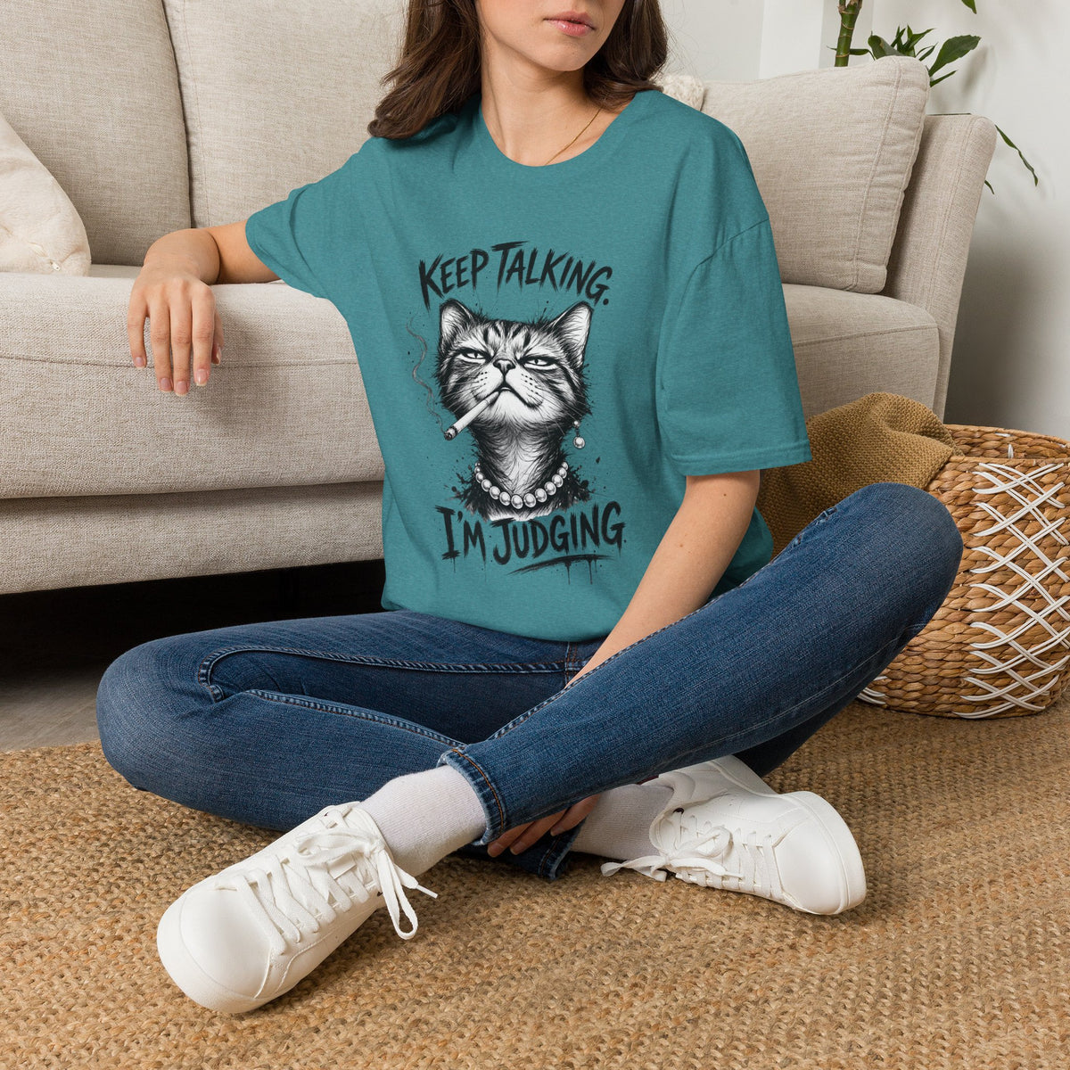 Keep Talking, I'm Judging Cat T-Shirt — Funny Grumpy Cat Graphic Tee