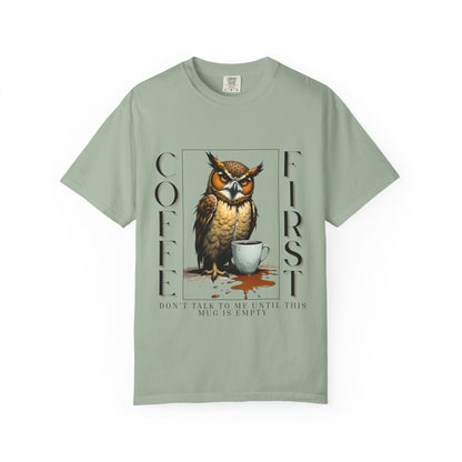 Coffee First Owl Graphic T-Shirt