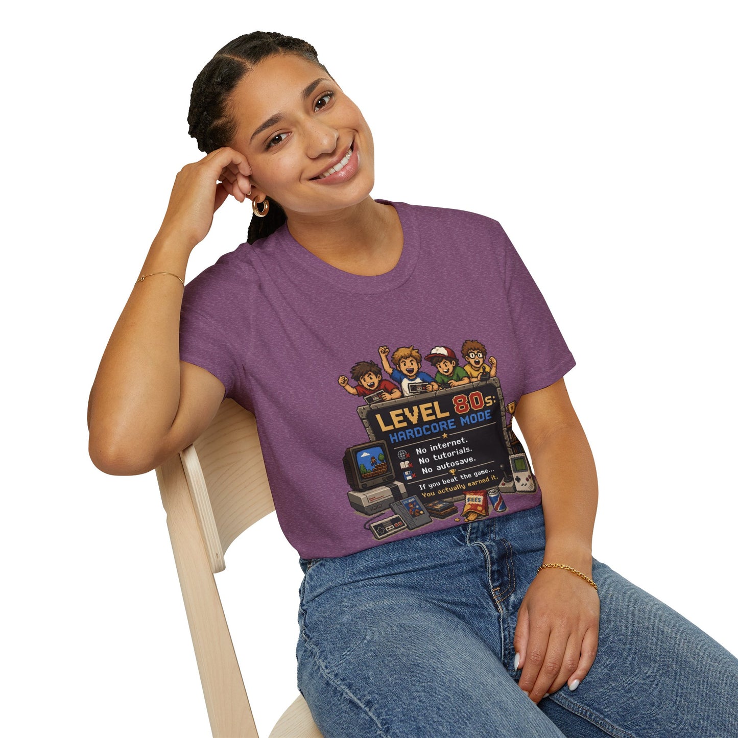 80s Level Up T-Shirt — 'Level 80s: Hardcore Mode' Retro Gaming Tee