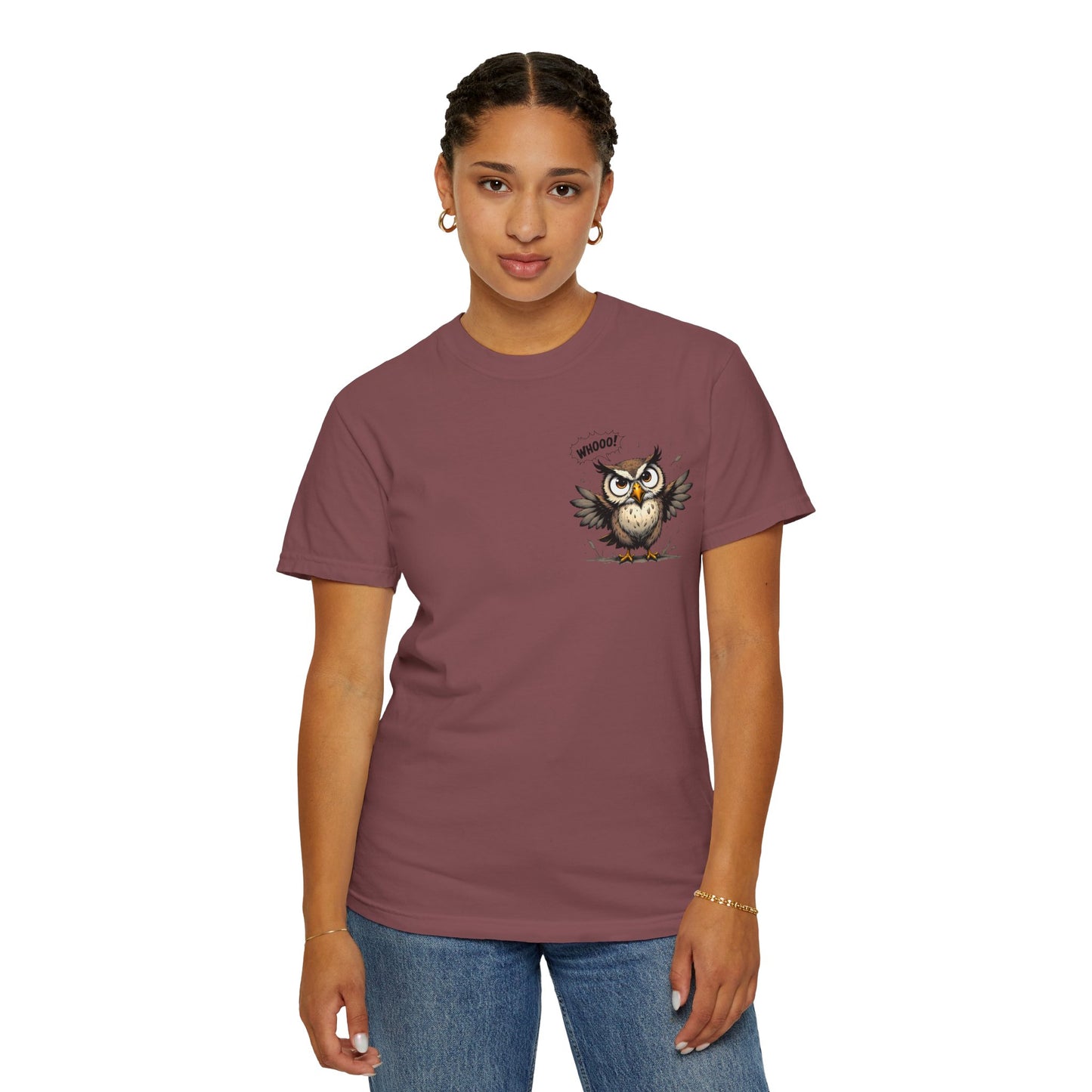 Witty Owl Graphic Tee — "Whooo?" Cute Cartoon Owl T-Shirt