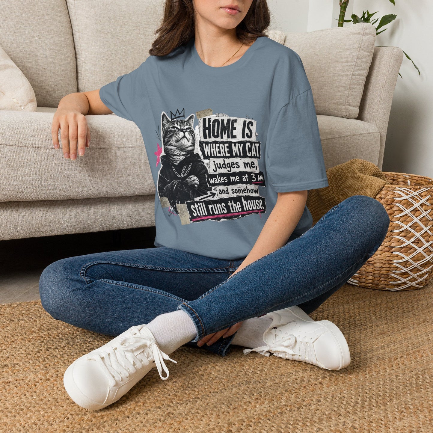 Cat T-Shirt — "Home Is Where My Cat Judges Me" Funny Graphic Tee
