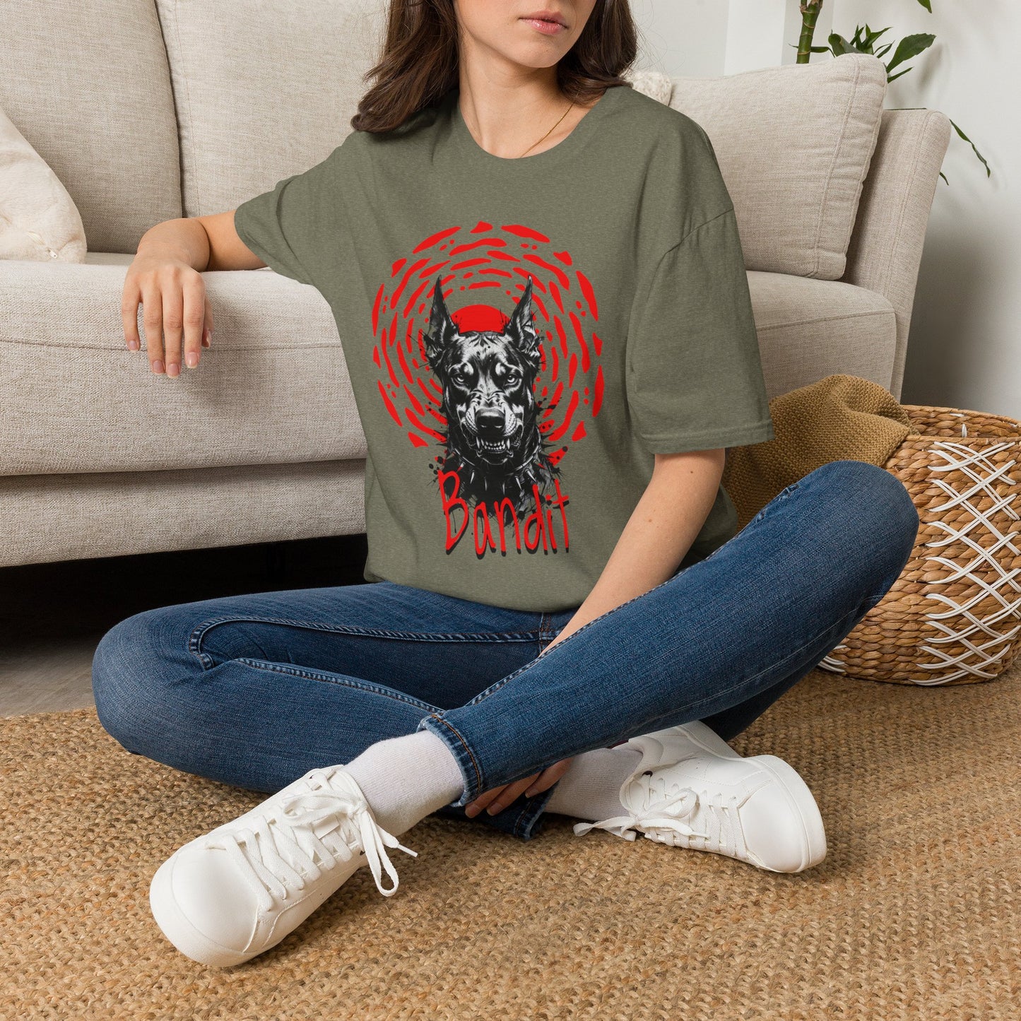 Doberman Graphic T-Shirt — Red Halo 'Bandit' Design