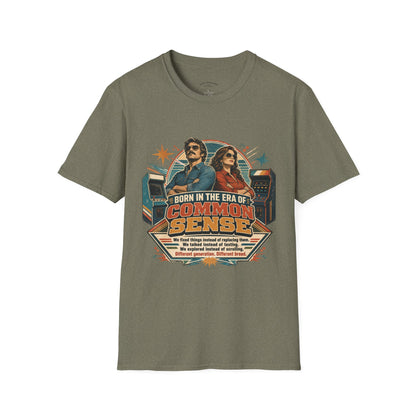 Born in the Era of Common Sense T-Shirt — Retro 70s Vintage Political Graphic Tee