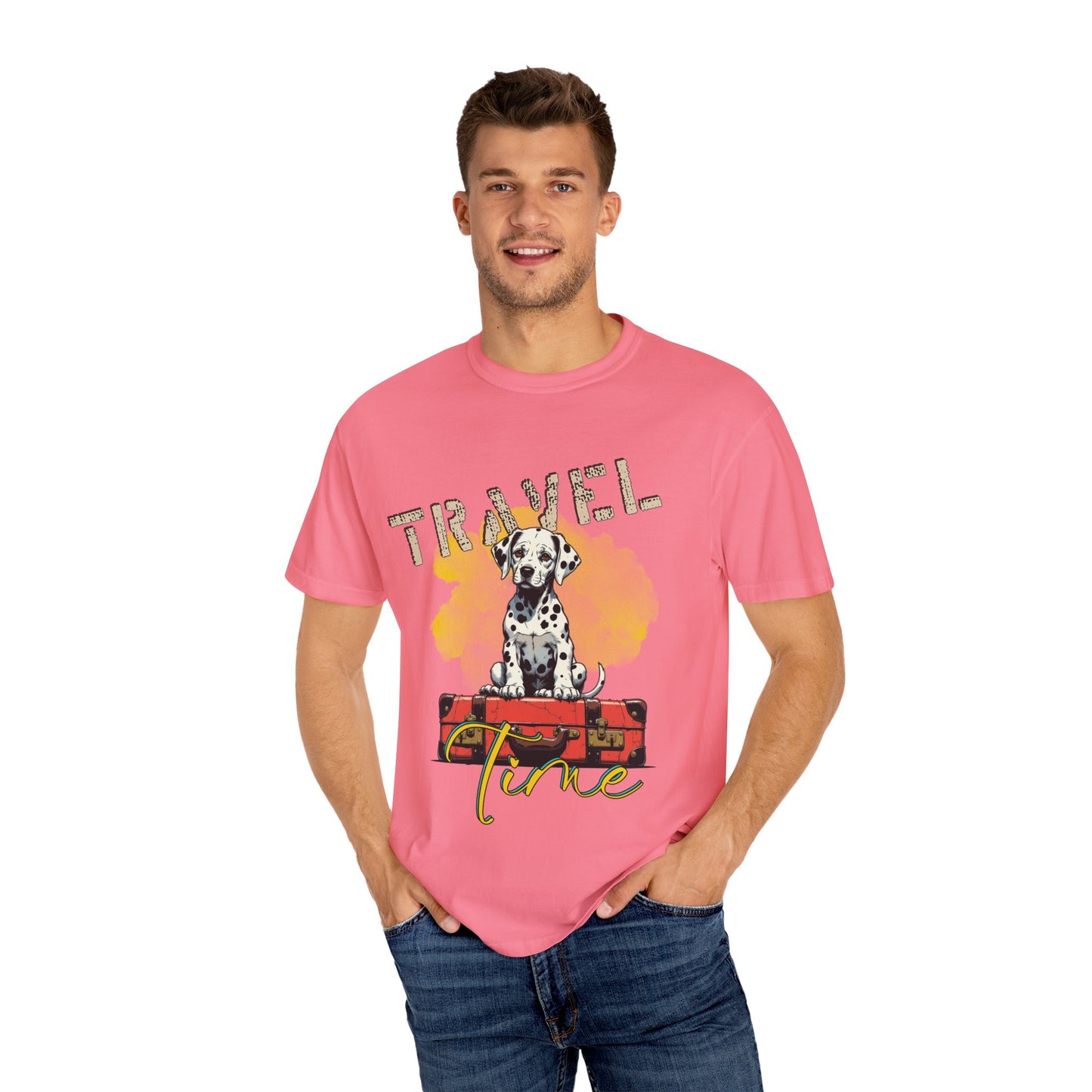 Travel Time Dog T-Shirt, Unisex Graphic Tee, Pet Lover's Gift, Vacation Shirt, Travel Enthusiast Apparel