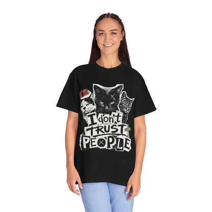 I Don’t Trust People Cat T-Shirt — Grunge Graphic Tee for Cat Lovers