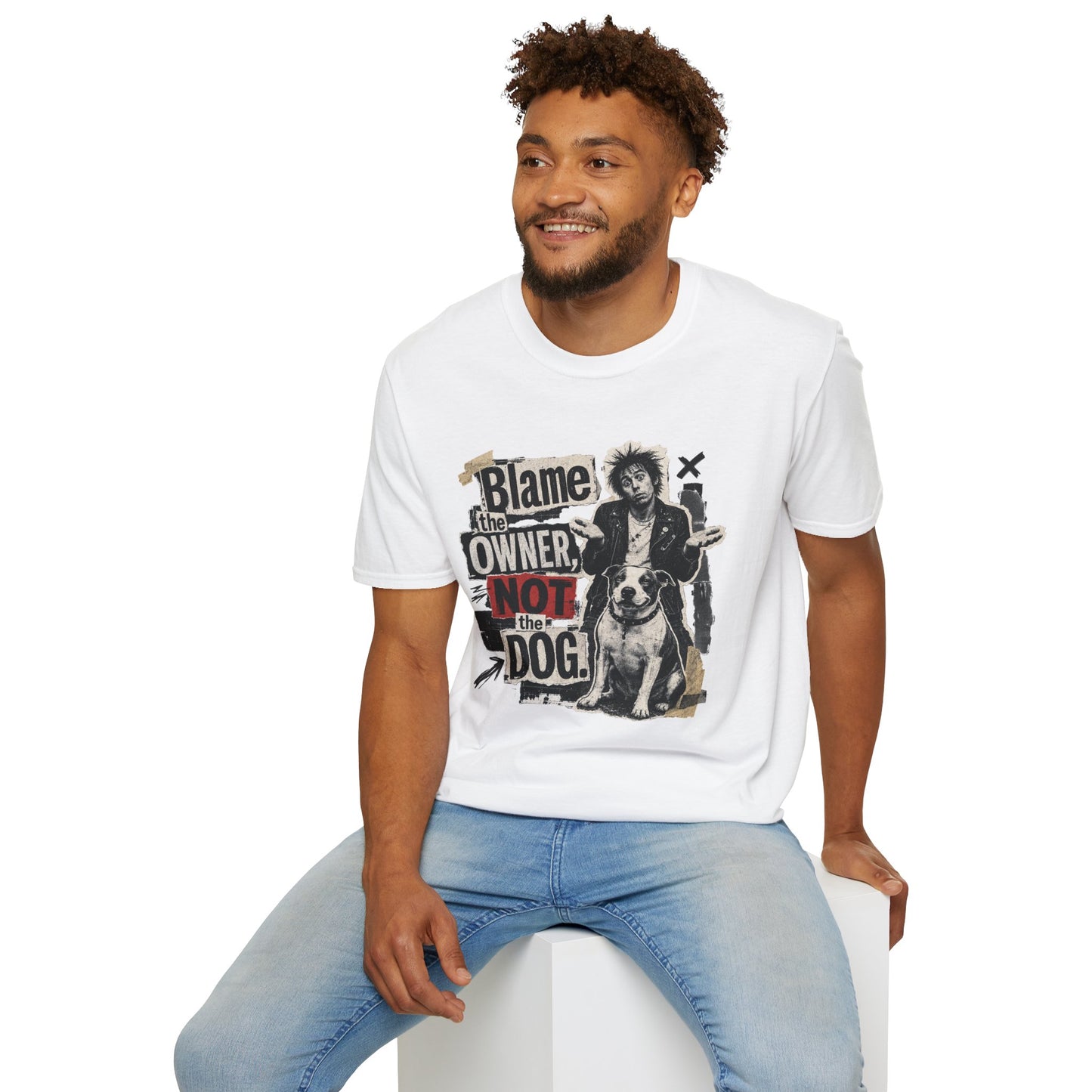 Blame the Owner Not the Dog T-Shirt - Funny Punk Dog Graphic Tee